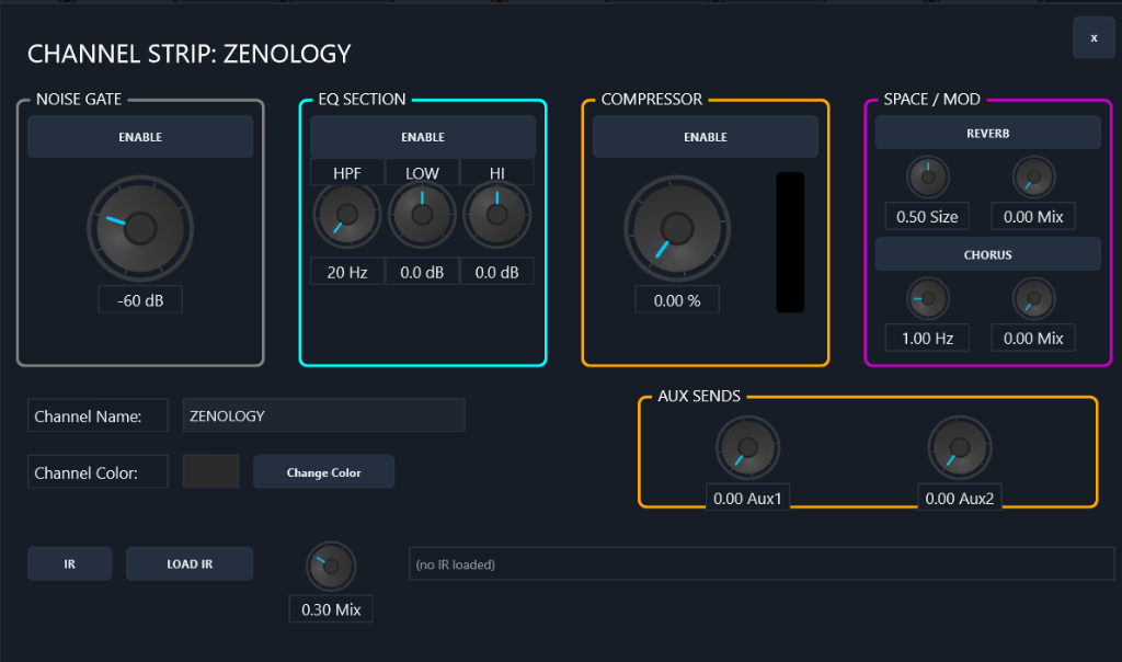 Channel Strip Processing & Convolution Panel